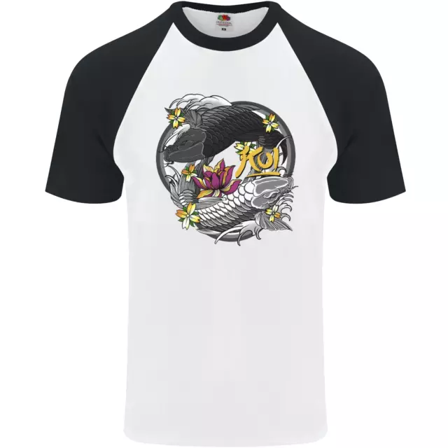 Koi Carpa Yin And Yang Pesce Stagno Uomo S/S Baseball T-Shirt