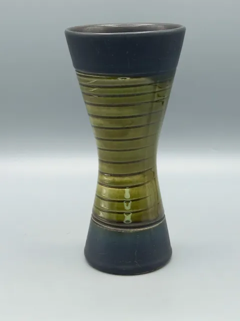 Kilrush Ceramics, Ireland, mid century 1960s, 17.5 cm green black vase no 111/18
