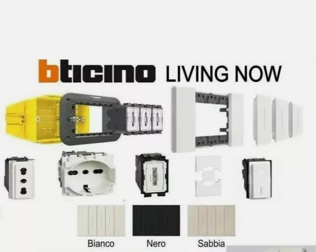 Serie Frutti Bticino Living Now Originale Bianco Presa Placca Tv Schuko Usb Tapp 2