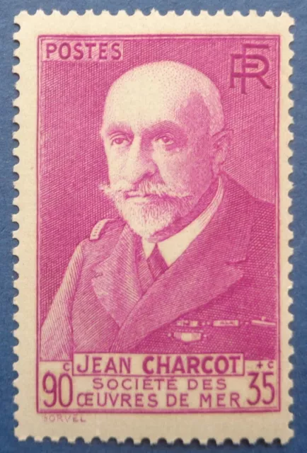 France neuf, n°377A, 90c + 35c, Jean Charcot, 1939