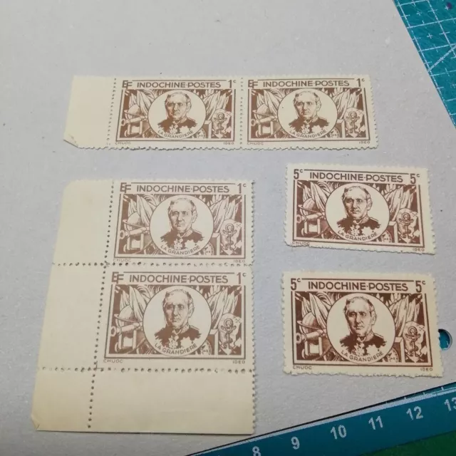 Timbres Indochine 1944-1946 La GRANDIERE neufs