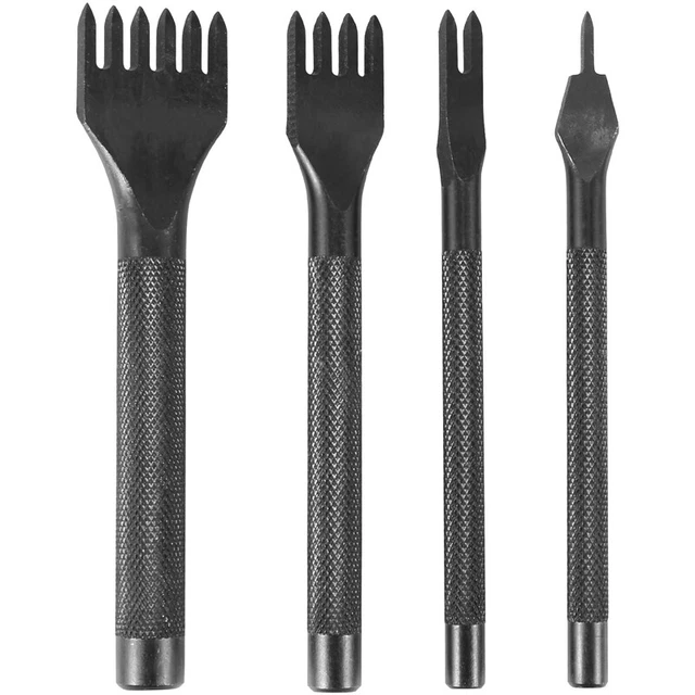 Set Di 4 Scalpelli Per Cuciture Diamantate HSS Per Pelletteria, Punte Da 1, 2, 4 E 6 Denti, Misura 6 Mm, Antiruggine, Punzonatura Fai Da Te - 3