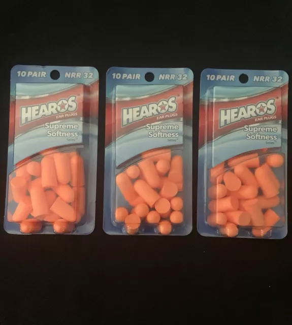 Hearos Ear Plugs X 3 Packs ~ NRR 32 Decibels ~ Supreme Softness Series