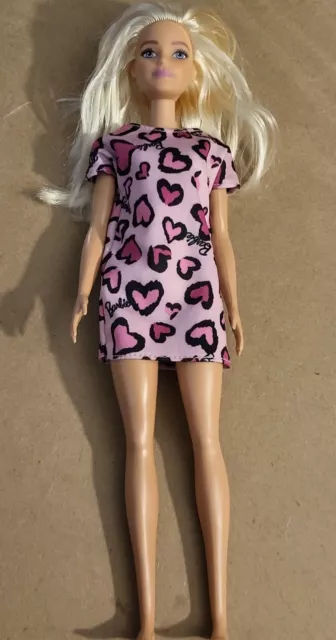 Barbie Chic Heart Print Dress Doll 12-Inch GHW45 Pink C307G