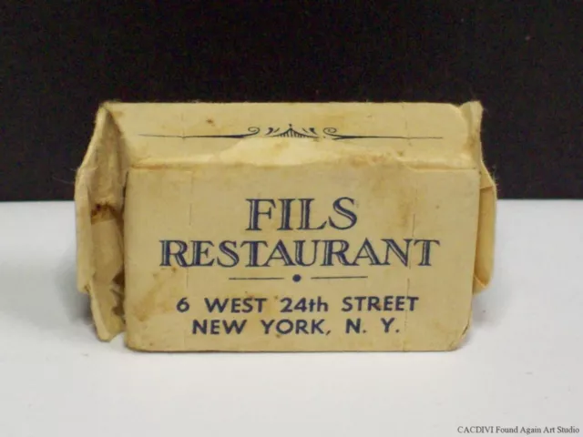 New York City Fils Restaurant 6 West 24th St NYC NY Advertising Sugar Cube Vtg