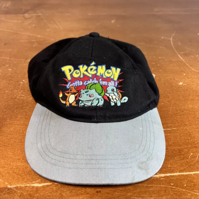 Vintage Pokemon Hat Pikachu Charmander Squirtle Bulbasaur Nintendo Youth Strap