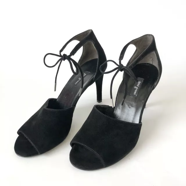 Paul Green Liza Black Suede Ankle Strap Heeled Sandals Size 4/6.5 US