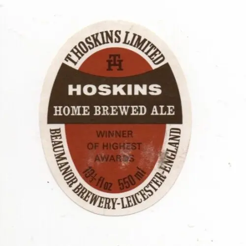 England - Vintage Beer Label - T. Hoskins Ltd., Leicester - Home Brewed Ale