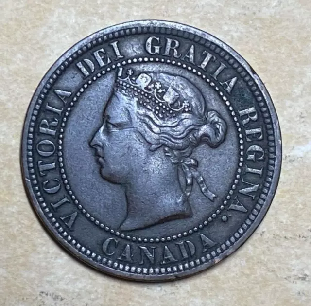 1876 H Victoria  Canada Large Cent - Xf/Au - Free Shipping!