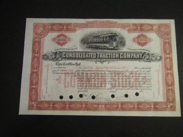Consolidated Traction Co of Pittsburgh PA CRISP unissued signed 1890/1900s certs 3