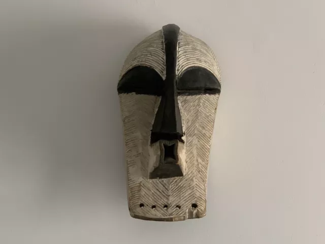 Masque Songye Kikashi Africain Ethnies Congo Art Tribal Ancien Bois Kaolin