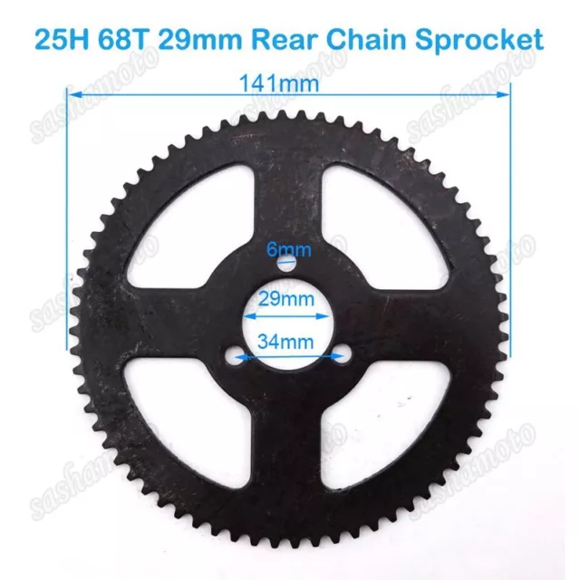 25H 68T 29mm Rear Chain Sprocket 47 49 cc Pocket Bike Mini Moto Scooter ATV Quad