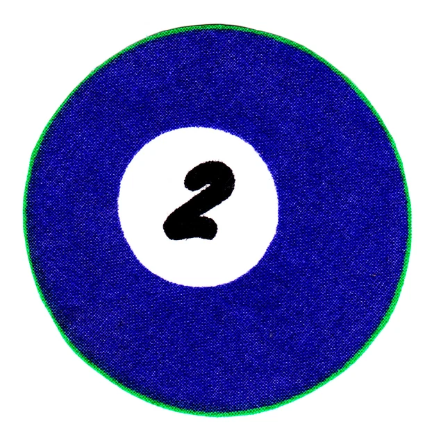 Tela de billar bola de piscina aplique hierro en #2 azul no bordado 2.5 pulgadas nuevo