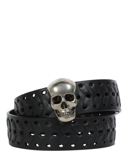 Alexander McQueen Mens 3D Skull Leather Belt 3