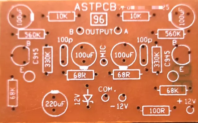 2 Channel Mic Pre Amplifier C945 Transistor (12V) DIY PCB Kit student practice