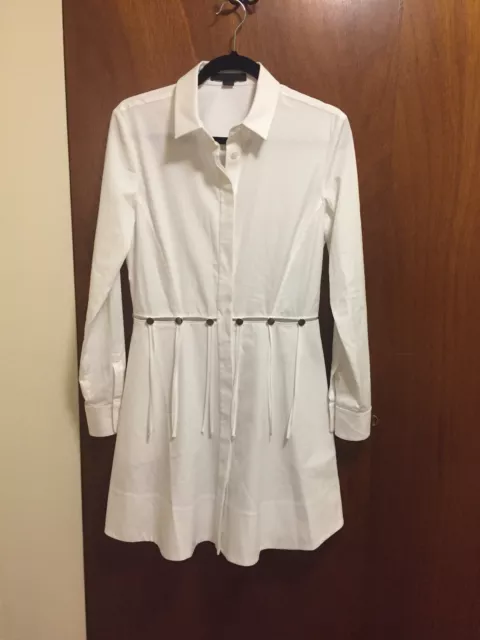 Alexander Wang Shirtdress White Buttoned Cutout Cotton Poplin Size 6 Long Sleeve