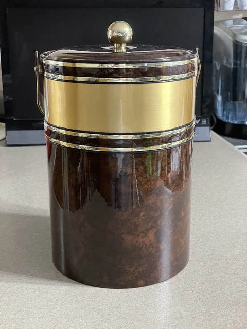 Vintage Georges Briard Ice Bucket Brown With Gold Accent Vintage Georges Briard Ice Bucket Brown With Gold Accent