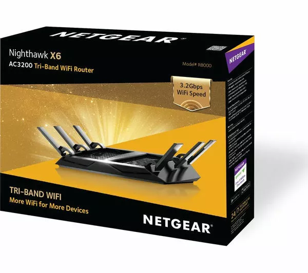 NETGEAR Nighthawk X6 R8000 cavo WiFi e router in fibra - AC 3200 Tri-band - nero