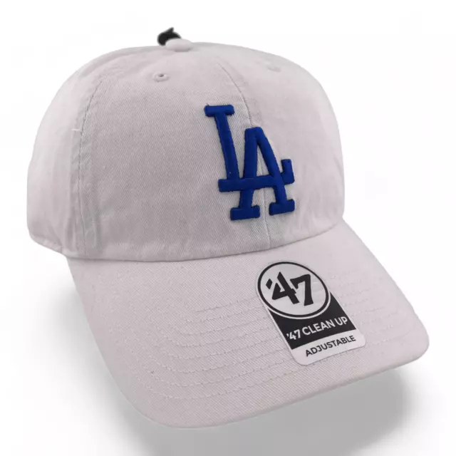 '47 Brand Los Angeles Dodgers MLB White Blue Logo Clean Up Adjustable Dad Hat