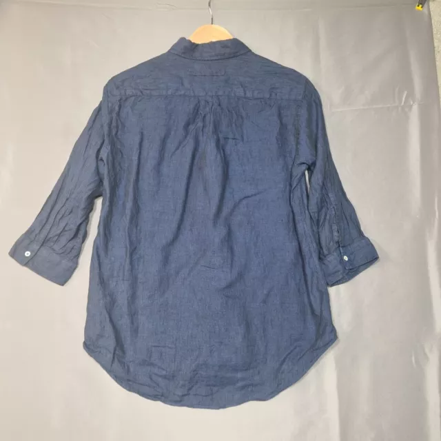 Journal Standard Trisect 3/4 Sleeve Linen Shirt Mens Size Medium Navy Blue 3