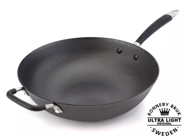 Ultra Light Cast Iron Ronneby Bruk Wok 32 cm Pre-seasoned Swedish Design