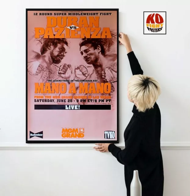 ROBERTO DURAN vs. VINNY PAZIENZA : Original TVKO CCTV Boxing Fight Poster 10D