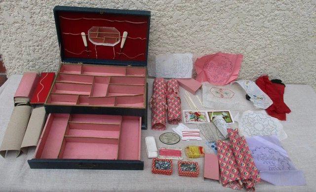 Ancien Coffret à Couture En Fer Sculpté - Boîte Vintage Pour Mercerie - Occasion