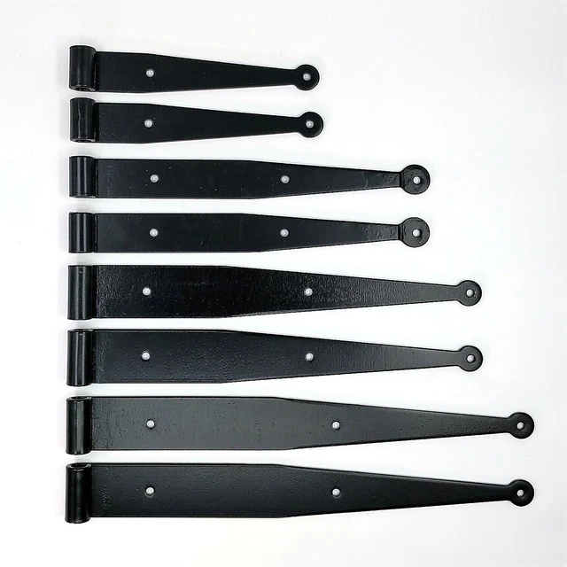 Pair of USA Made Blacksmith Hand-Forged Strap Hinges, Shutters & Doors, 6 Sizes