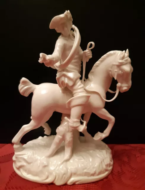 Nymphenburg Porzellan Figur Jäger am Pferd mit Jagdhorn