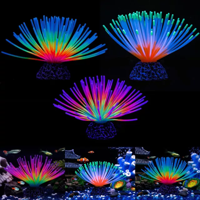 Silicone Glowing Artificial Fish Tank Aquarium Decor Coral Plants Ornaments