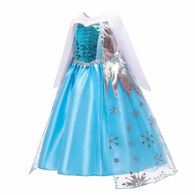 Costume Halloween Regina delle Nevi Anna Frozen Principessa Elsa Abito Ragazze Festa Cosplay 3
