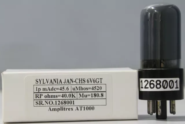 JAN CHS 6V6GTG Sylvania Black coated glass Made USA Amplitrex tested #1268001