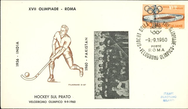 🏅 Olimpiade Roma 1960 - Pakistan Oro Hockey su prato - Busta commemorativa