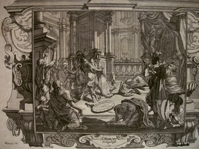 M. H. Rentz `Tod Des Hl. Markus (Evangelist); Death Of S. Mark´ Radierung, 1725