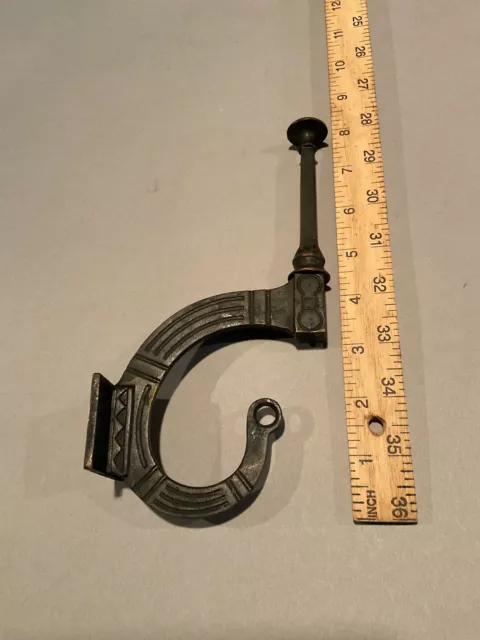 Victorian Antique Brass Eastlake Double Top Hat and Coat Hooks Hall Tree Hooks