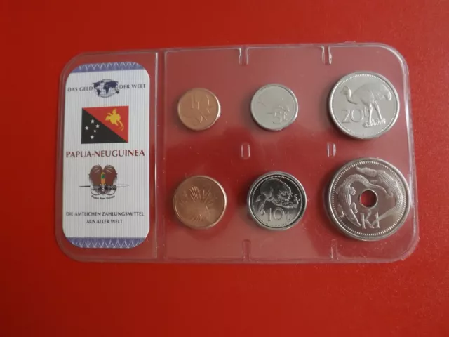 *Papua-Neuguinea  Kms *Blister*6 Münzen *1 T.-1 Kina* Das Geld der Welt(Alb.P-2) 2