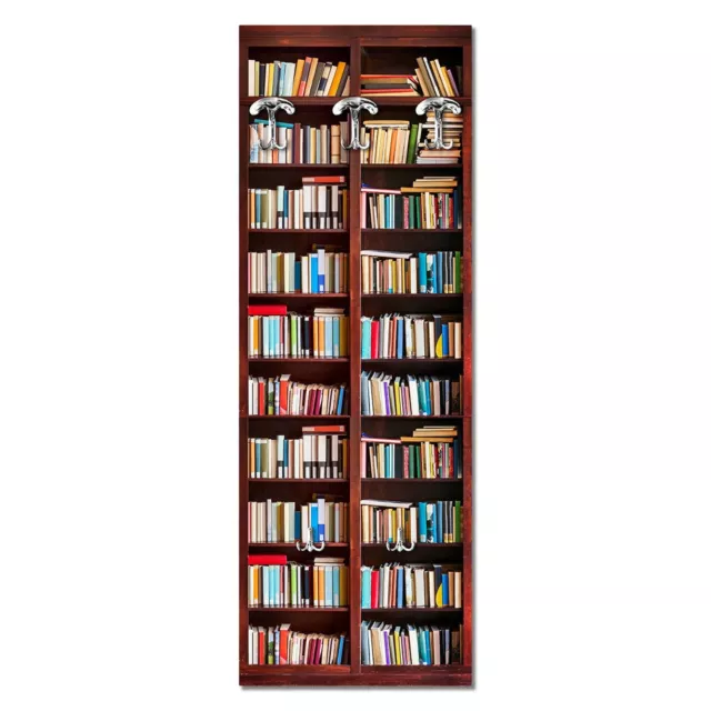 Appendiabiti da parete 46x125 cm Libreria con stampa, attaccapanni con 5 ganci