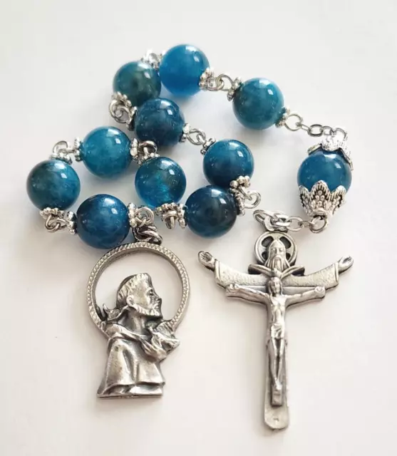 St Francis of Assisi Tenner One Decade Blue Catholic Rosary Handcrafted Gift