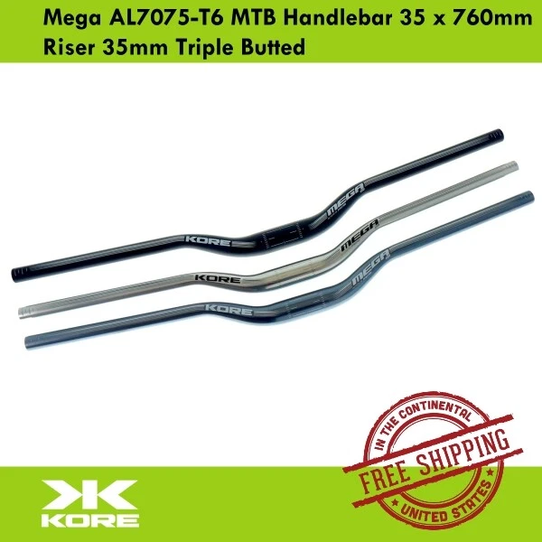 KORE Mega AL7075-T6 MTB Handlebar 35 x 760mm Riser 35mm Triple Butted
