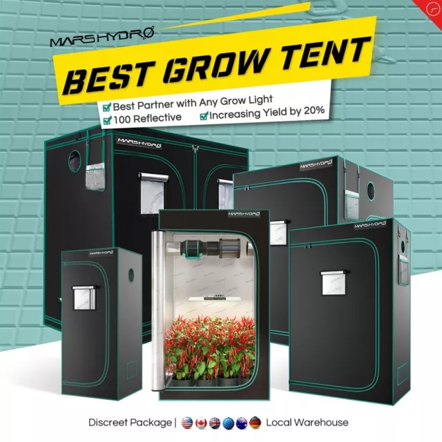 Mars Hydro 1680D Grow Tent Dark Room Box Hydroponic Bud Zimmerpflanze Growzelt