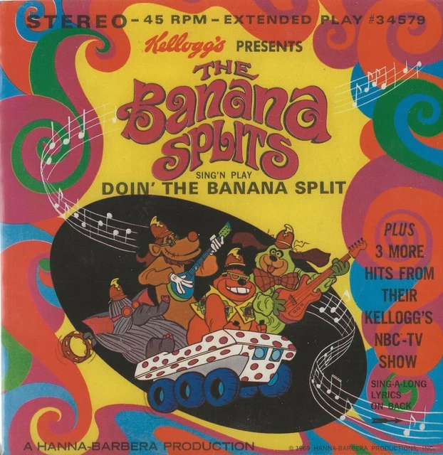 ALBUM KELLOGG'S THE Banana Splits Doin The Banana Split 45 rare vintage