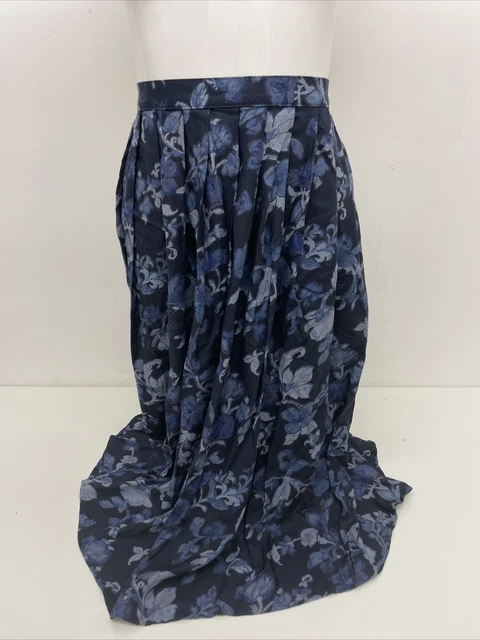 Gonna vintage St Michael M&S motivo floreale blu taglia 14 - A21