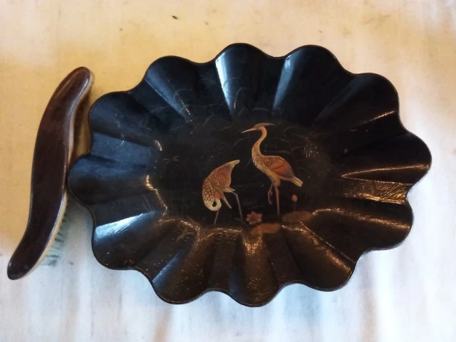 Ancien Ramasse-miettes De Table Napoléon III – Décor Japonisant – French Antique