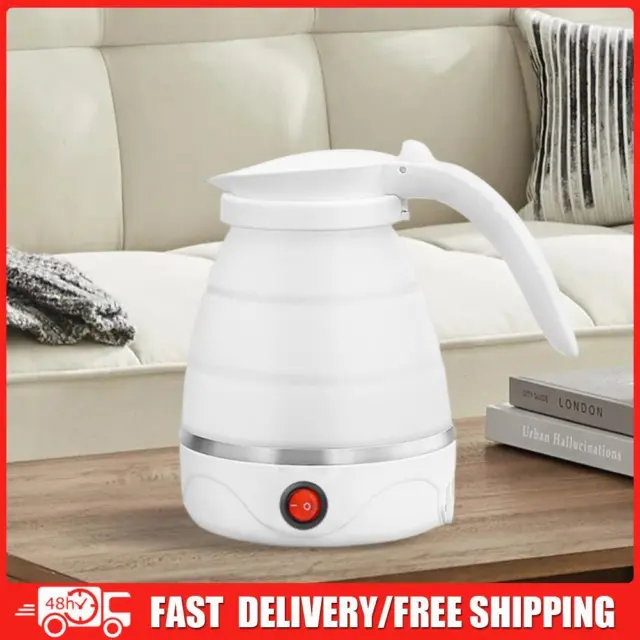 Silicone Electric Water Kettle Portable Boil Water Pot for Travel (White US)