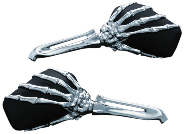 Kuryakyn Skeleton Hand Mirrors w/Chrome Stems & Black Heads (1759)