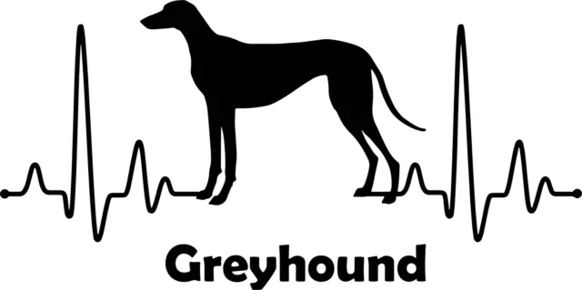 Autoaufkleber / Sticker /  Innen und Außen Herzschlag Greyhound Windhund 01