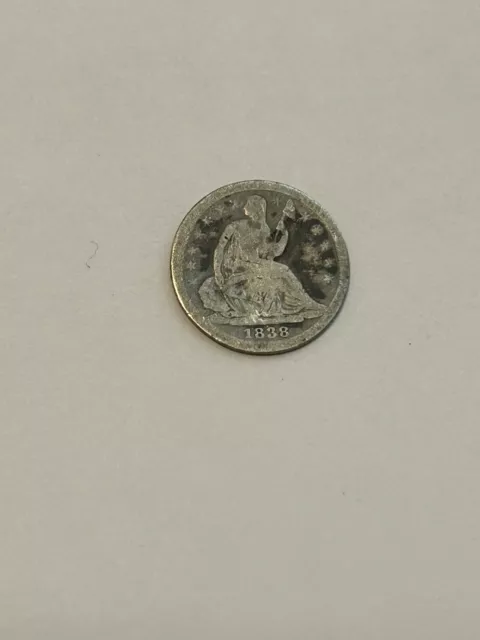 1838 Seated Half Dime Us Silver Coin