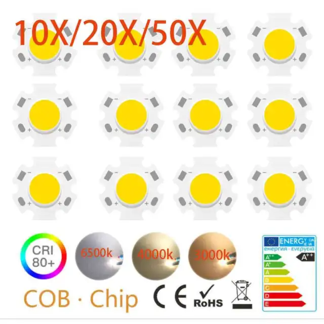 Chip LED COB 3W...12 W Power Rotonda Lunga Bianco Freddo Bianco Caldo Lampada 10x/20x/50x