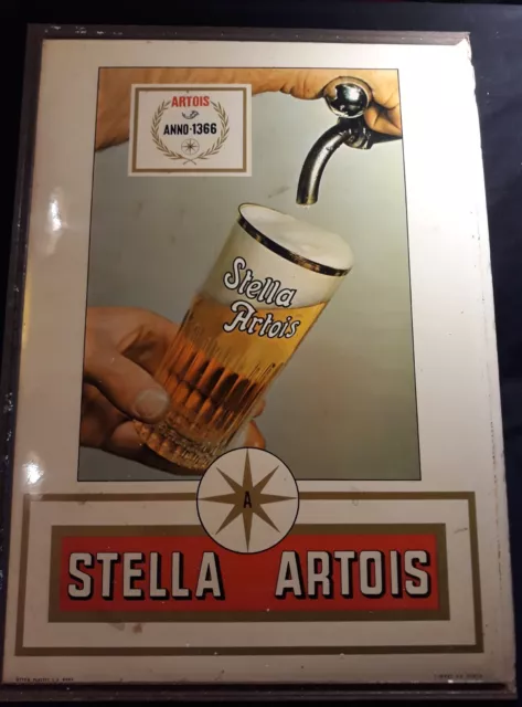 Ancien Carton Publicitaire Serigraphie Biere Stella Artois En Cadre  N°708/167