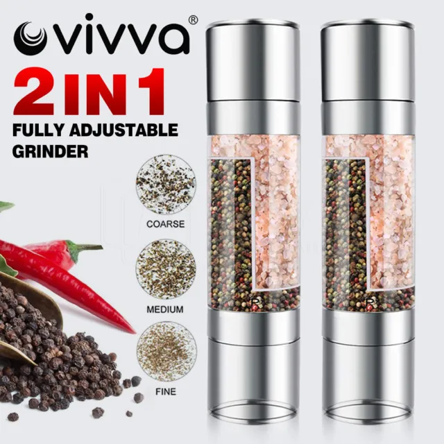 2in1 Salt and Pepper Grinder Stainless Steel Manual Ceramic Spice Mills Kitchen